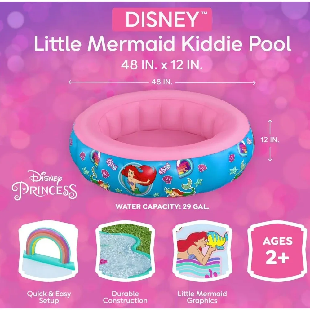 Disney Princess The Little Mermaid Ariel Inflatable Kiddie Pool Age 2+ NEW